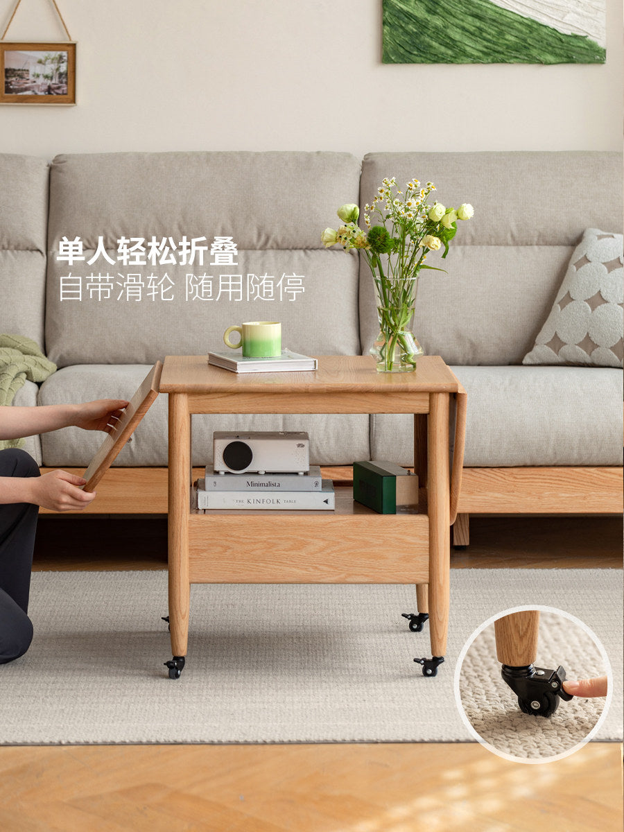 实木茶几现代简约橡木可折叠移动茶台北欧小户型客厅茶桌